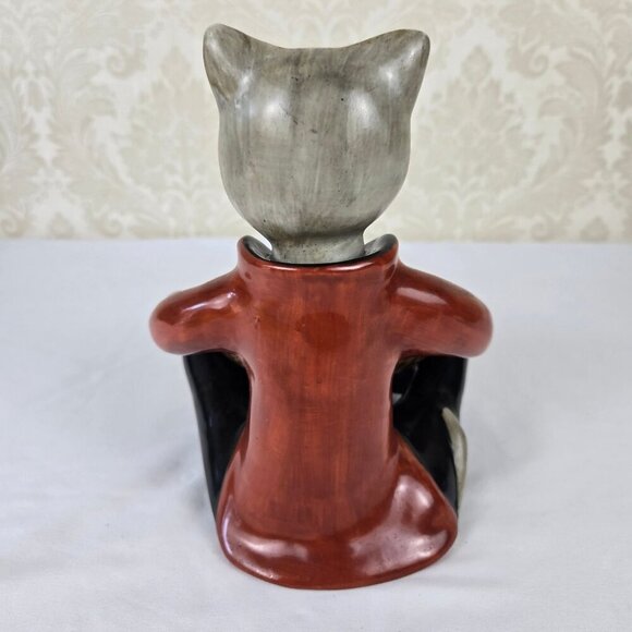 Vintage Fancy Fox Butler Holding Bowl Ceramic Candy Dish Key Holder Figurine - Picture 6 of 11